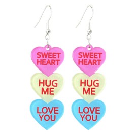 Colorful Valentine's Day Heart Shape Love Earrings for Women Jewelry(A)