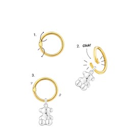 TOUS Aretes de Anilla de Plata Vermeil de Primera Ley para Mujer con Motivo de Oso 1.6cm, Plata de Ley 925 con Chapado de Oro, Fino y Elegante, Colección Hold