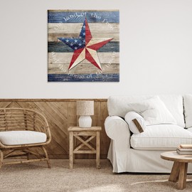 Stupell Industries Patriotic Star & Phrase Canvas Wall Art Design by Susan Arnot, 36 x 36