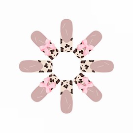 MISUD Cheetah Press on Nails Long Square Fake Nails Glossy Glue on Nails Leopard French Tip Acrylic Nail Supplies Squoval Artificial Nail Art Pink Bow Stick on False Nails with Design DIY 24 pcs