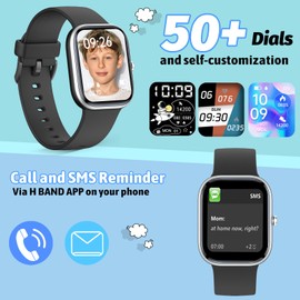 Nyonio Smart Watch for Kids with Fitness Tracker,19 Sport Mode,1.5" DIY Dial,IP68 Waterproof,Sleep Monitor,Pedometers,Heart Rate,Great Birthday Gift for Boys Girls Teens 6-14 Year Olds (Black)