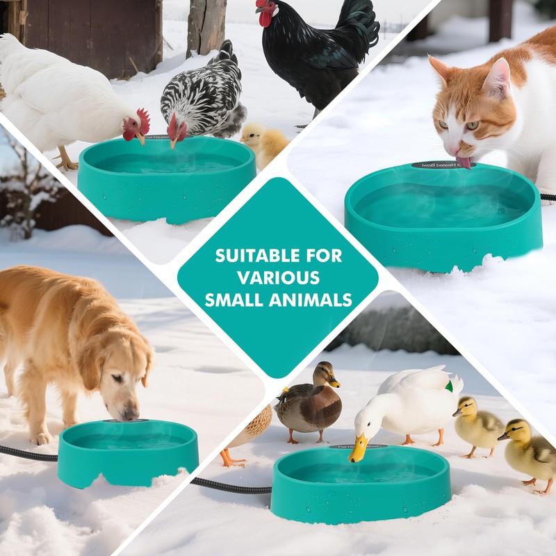 Large Heated Water Bowl for Dog & Cat, Outdoor Heated