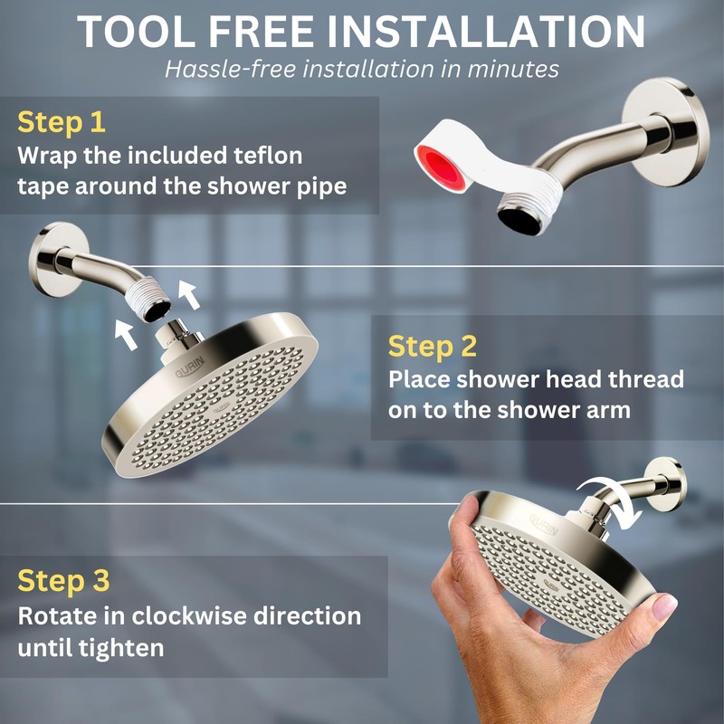 GURIN Shower Head High Pressure Rain, Luxury Bathroom Showerhead with