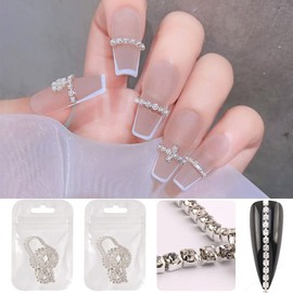 LIKENNY Nail Parts, 9.8 inches (25 cm), Chain Book, Rhinestone Chain, Cuttable, Thin, Silver, Accessories, Crafts, Nail Art, DIY Material, Fashion, Ornament, Nail Design, 2 Pieces, Total 19.7 inches (50 cm)