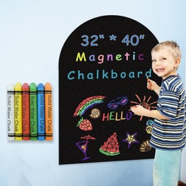 Umtiti 40" x 32" Magnetic Chalkboard Arch Contact Paper for Wall,Peel and Stick Self Adhesive Blackboard Wall Decal Roll with 6 Chalk for Home School, Black,80100BK,US