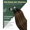 Ugeat Nano Ring Hair Extensions Human Hair Brown Balayage Nano