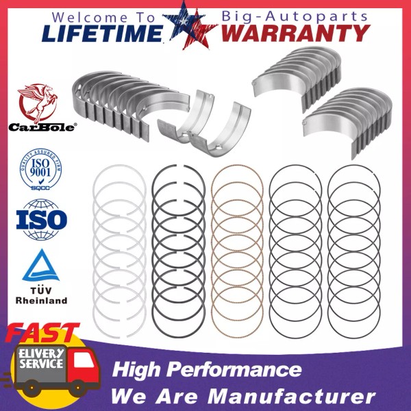 CarBole STD Main Rod Bearings + Piston Ring Kit for