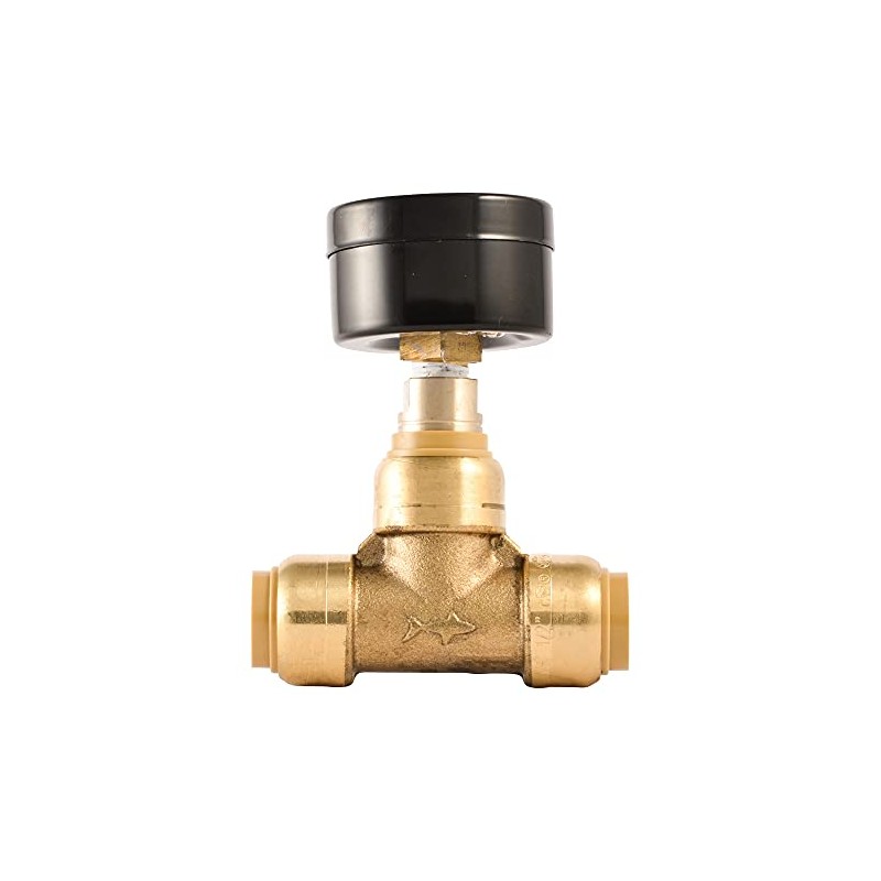 SharkBite 1/2 x 1/2 in Pressure Gauge Tee, Push-to-Connect Brass