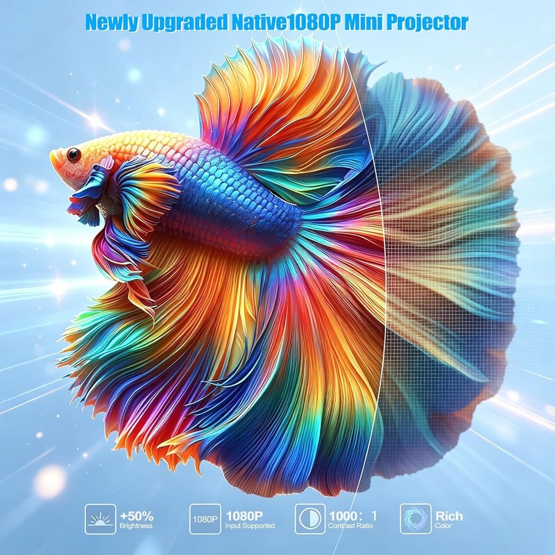[Built-in Apps]Mini Projector with WiFi and Bluetooth,Portable Projector 4K Support