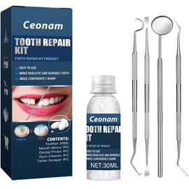 Tooth Repair Kit - Temporary Fake Teeth Replacement Kit with Dental Mirror Tools for Temporary Restoration of Missing & Broken Teeth Replacement Dentures