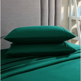 American Home Collection Pillow Case Set of 2 Double Brushed Microfiber Soft & Easy Care Pillowcases (Forest Green, King 20x40)