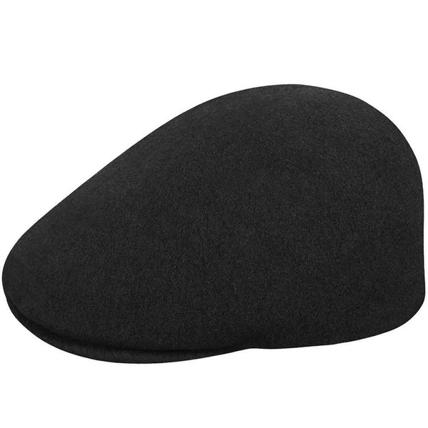Kangol 507 Seamless Wool Hat, Flat Cap for Women and Men, Black, Large