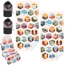 Hahafelt 2 Pack Car Seat Towel Covers with Storage Bag Seat Post Workout Sweat Washable Cover Non Slip for Car Towel for Dog Pet Workout Outdoor Sport Activities (Multi National Parks)