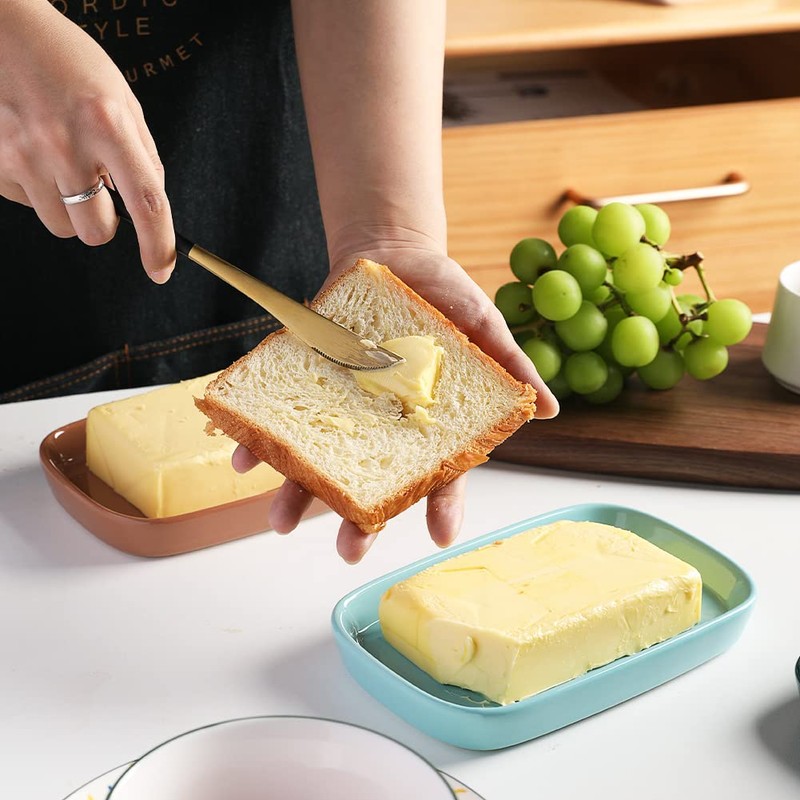 Sweejar Ceramic Butter Dish with Lid for Countertop,Porcelain Butter Keeper