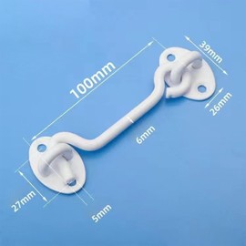 Priaora 2PCS 4-inch Heavy Duty Hook and Eye Latch, 1x Barn Door Lock (White), Door, Windows, Bathroom Door, Sheds, Fences, Gates, Closets, Cabinets Add More Security and Privacy. (K137-2)