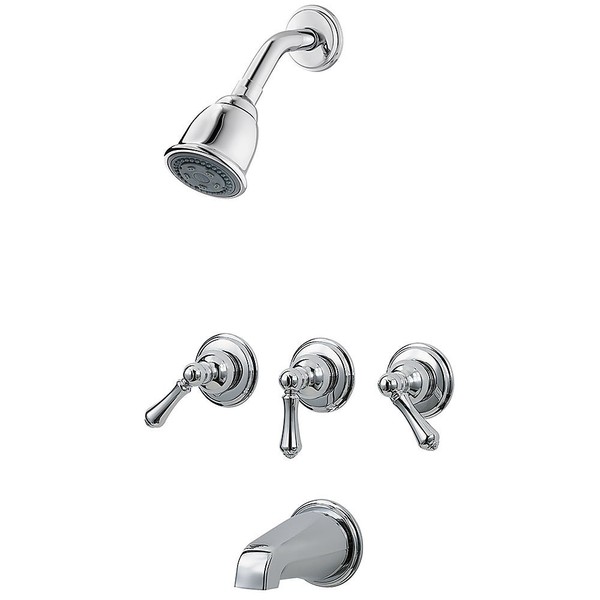 Pfister LG01-81BC LG0181BC 3 Tub & Shower Faucet with Metal Lever Handles, Polished Chrome