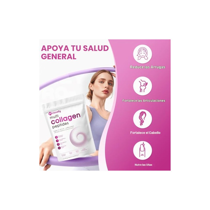 Polvo de péptidos de colágeno múltiple, 16 oz - Suplemento