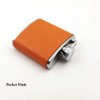 Pocket Hip Flask Orange Leather Wrapped Capacity 80ml (Approx 3
