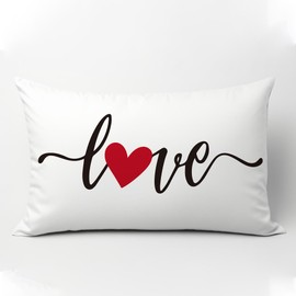 NATSUNO Love 12X20 Pillow Cover,Love Throw Pillow Cover for Bedroom,White Lumbar Throw Pillowcase for Couch,White Pillow Cover Decorative,White Oblong Pillow Covers(White)