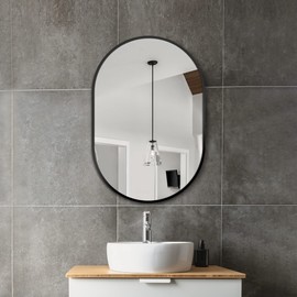 Bathroom Mirror for Wall,30''x20'',Black Oval Mirror for Bedroom Entryway Bathroom, Metal Framed Vanity Mirror(30''x20'',Black)