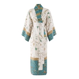 Bassetti Oplontis 9331461 Kimono Made of 100% Cotton Satin in Green v.2, Size: S-M
