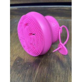 Silicone Facial Cleansing Brush with Hanging Loop, Pink, Soft Bristles for Deep Cleaning