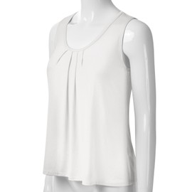 EIMIN Women's Pleated Scoop Neck Sleeveless Stretch Basic Soft Tank Top Ivory 2XL