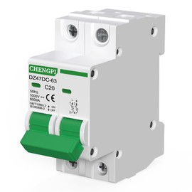 CHENGPI DC Isolator Switch, 2P DC Miniature Circuit Breaker DC1000V 20A, Photovoltaic Circuit Breaker for PV System, PV Isolator Switch Can Be Mounted on 35 mm DIN Rail Mounting
