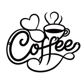 Piefectpie Coffee Metal Wall Art Wall Decoration Coffee Bar Cafe Art Line Drawing Wall Sculpture Room Decor for Indoor Living Room Bedroom Kitchen Dining Room