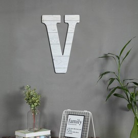 COLLECTIVE HOME - 12" Wood Letters for Wall Decor, Rustic Wall Sign, Decorative Hanging Alphabet Signs, House Number, Decorations for Wedding Birthday Housewarming Party, Washed White. (V)