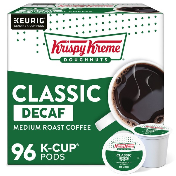 Krispy Kreme Classic Decaf, Single-Serve Keurig K-Cup Pods, Medium Roast Coffee, 96 Count