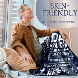 InnoBeta Great Grandpa Gifts: Unique Flannel Throw Blankets, Super Soft & Skin-Friendly, Perfect Presents for Birthday, 50' x 65', Dark Blue