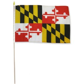 AES 12x18 12"x18" State of Maryland Stick Flag 30" Wooden Staff