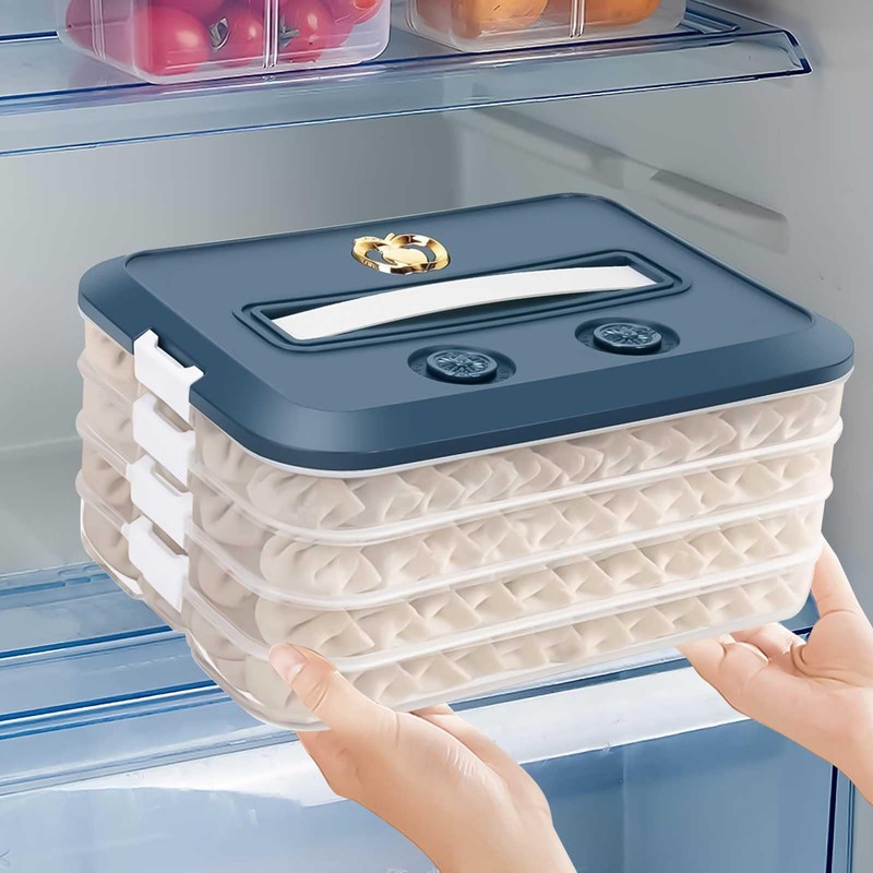 Yallmie 4 Layer Dumpling Storage Box, Dumpling Organizer with Lid