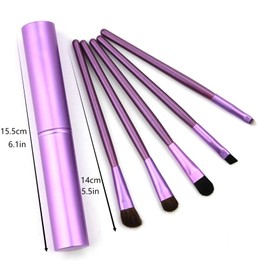 SEILANC Travel Portable Wooden Eye Makeup Brushes, 5 Piece Cylindrical Eyeshadow Brushes and 5 Short handle sponge eyeshadow brush Set (gold)