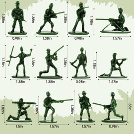 RoundFunny 100 Pcs Army Men Toy Soldiers Set Green Army Men 1-1.5 Inches Plastic Mini People Figurines Soldiers Assorted Poses Action Figures for Boys Girls Play Set Gift Model Trains Miniature Scenes