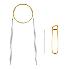 Knitting Needles Circular 40inch (100cm) Stainless Steel Round Knitting Needles Size US 10 (6mm) with 1 Sturdy Stitch Holder