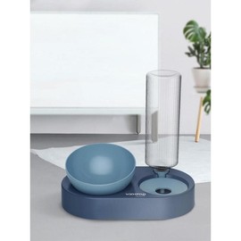 Double Bowl Automatic Drinking Dog Pot Cat Bowl - Color: Red Set