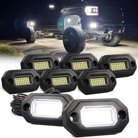 Pure White Rock Lights, 15FT Rock Lights for Trucks Jeep UTV ATV, Aluminum Housing（8pcs）