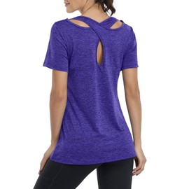 Kimmery Womens Summer Tops 2025 Womens Workout Tops for Women 2025 Womens Shirts for Women Shirts Casual Summer M Purple