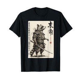 Samurai Raccoon Warrior Ukiyo Ink Artwork Raccoon Samurai T-Shirt