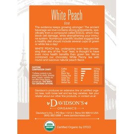 Davidson's Organics, White Peach, 8-count Tea Bags, Pack of 12