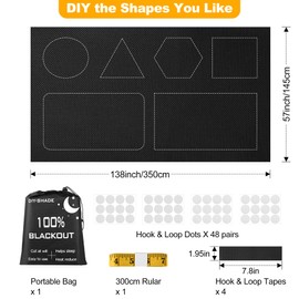 Blackout Blinds Shade for Bedroom Window 138"x57"-100% Blackout Window Cover Paper Film Portable Travel Blackout Curtains Temporary Blind Screen Darkening Fabric for Baby Nursery No Drill Cut to Size