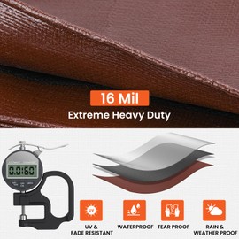 Winpull Tarp 10x12FT, Large 16 Mil Heavy Duty Tarps, Waterproof Tarp with Brass Grommets and Reinforced Edges, UV Resistant, Tear&Fade Resistant Poly Tarp for Outdoor Camping Pool Car Tent