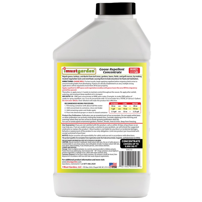 I Must Garden Goose Repellent Concentrate - 32oz (Geese, Turkey,