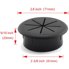HJ Garden 2pcs 2-3/8 inch Flexible Desk Cord Grommets Wire Organizer Hole Cover for Managing and Hiding Office PC Desktop Cable(Black)