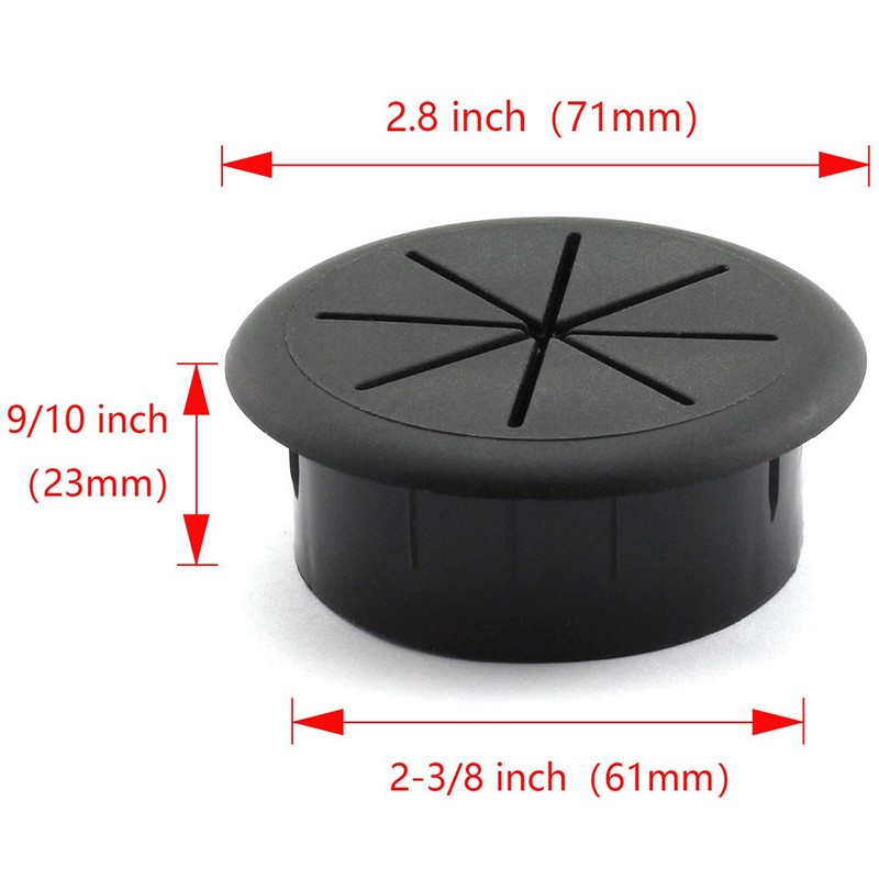 HJ Garden 2pcs 2-3/8 inch Flexible Desk Cord Grommets Wire