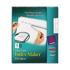 Avery Label Dividers, Punched, 8-Tab, 5 ST/PK, 11"x8-1/2", WE
