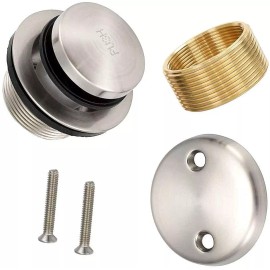 Maui Tip Toe Bathtub Tub Drain Assembly Conversion Kit, All Brass Construction - Brushed Nickel
