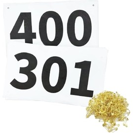 Running Race Bib Large Numbers with Safety Pins for Marathon Racing Events - Tyvek Tear-Resistant Waterproof (301-400)